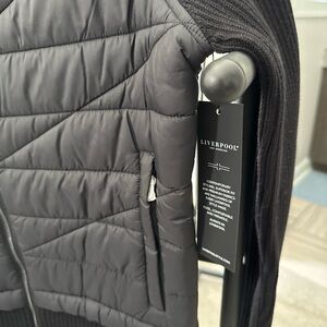 Liverpool Quilted Black Knit-Sleeve Jacket